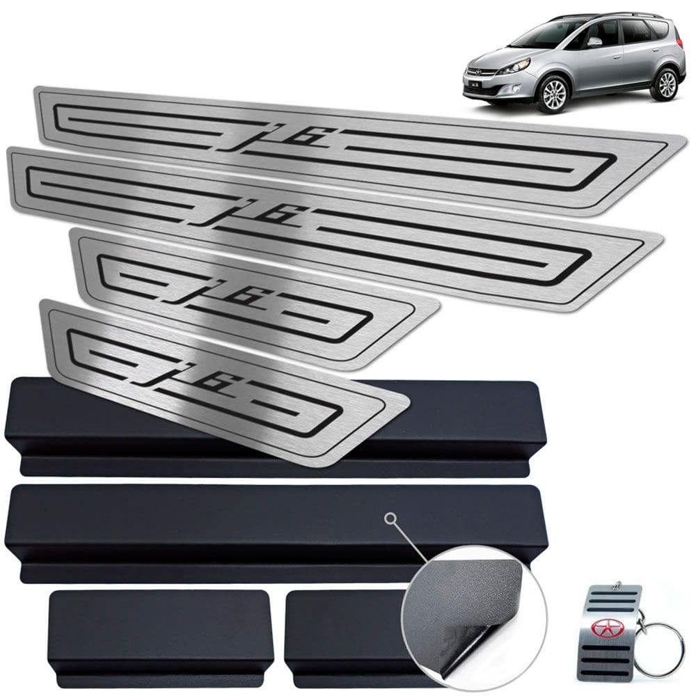 Soleira Aço Inox Jac J6 2011 A 2016 Preto Baixo Relevo