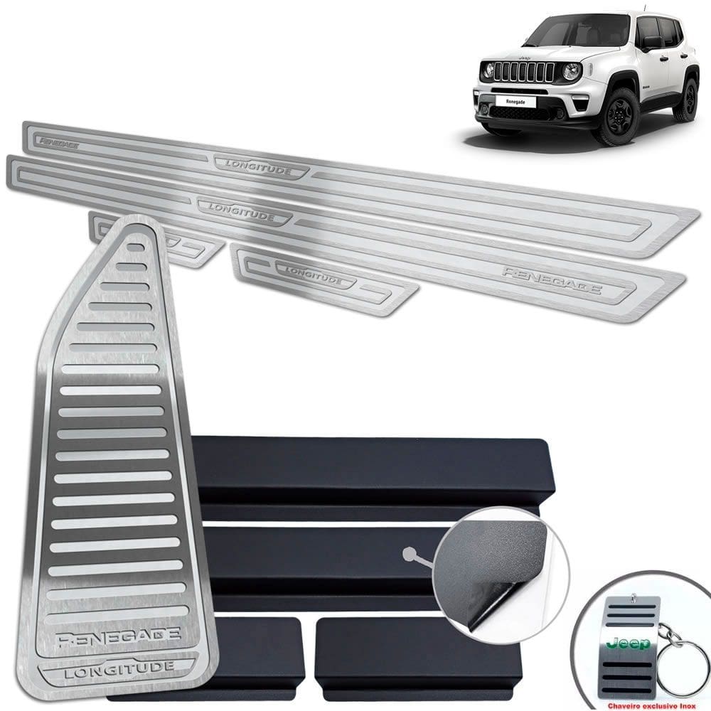 Descanso + Soleira Jeep Renegade Longitude Prata Alto Relevo
