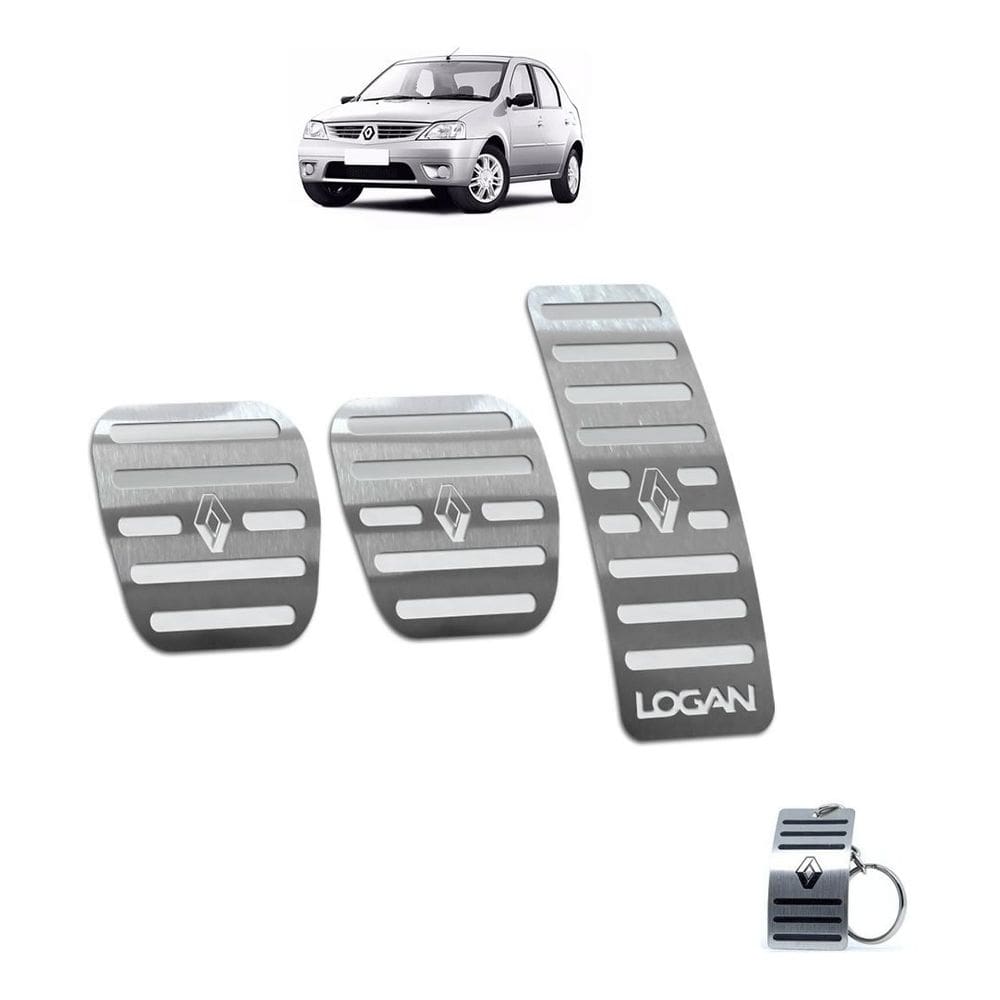 Pedaleiras Em Aço Inox Renault Logan 2007 a 2010 Prata