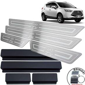 Soleiras Jac T5 2016 A 2019 Com Vinil Prata Baixo Relevo