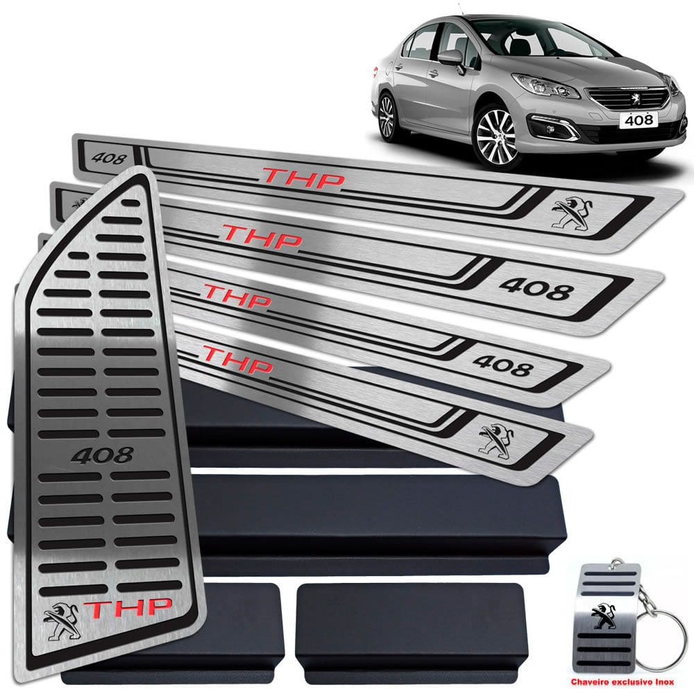 Soleira + Descanso Peugeot 408 THP 2012/2019 Preto BR