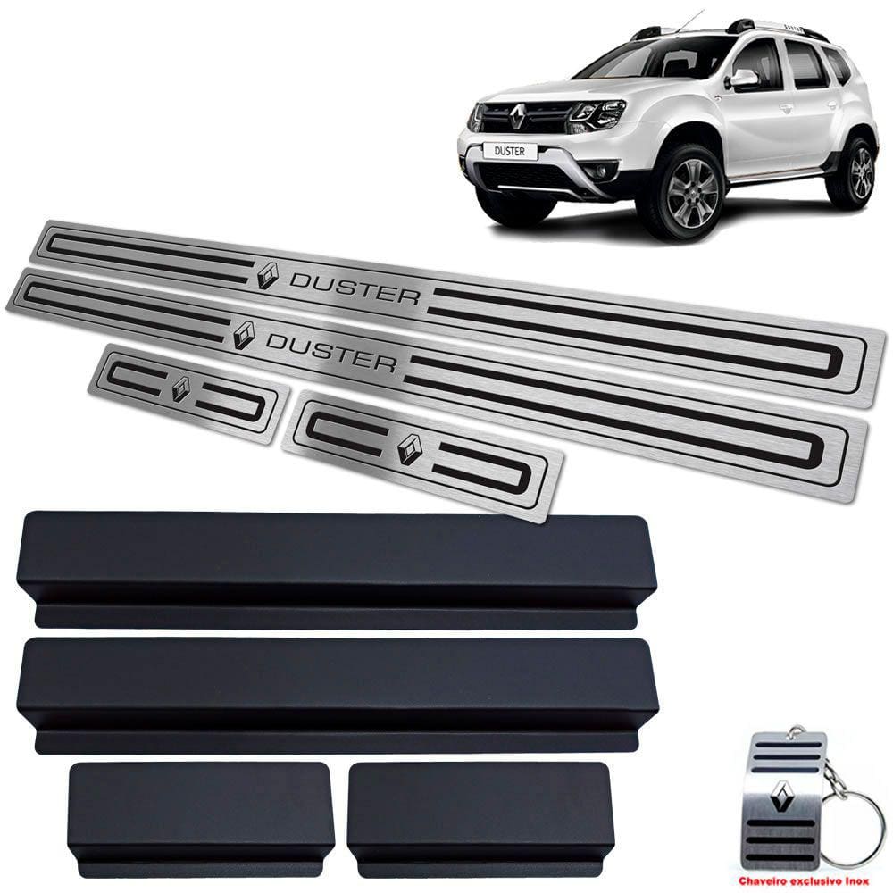 Soleira Em Aço Inox Duster 2011/2020 Preto Baixo Relevo
