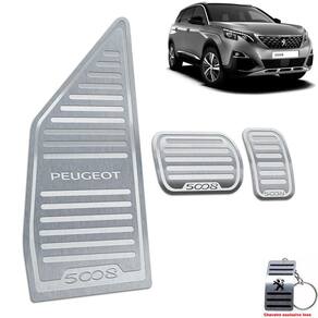 Pedaleiras + Descanso Em Aço Inox Peugeot 5008 Prata