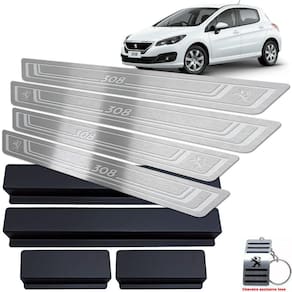 Soleira Em Aço Inox Peugeot 308 2011/2019 Prata Baixo Relevo