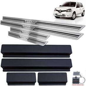 Soleiras Renault Clio 2013/2018 Preto Baixo Relevo 4 Portas