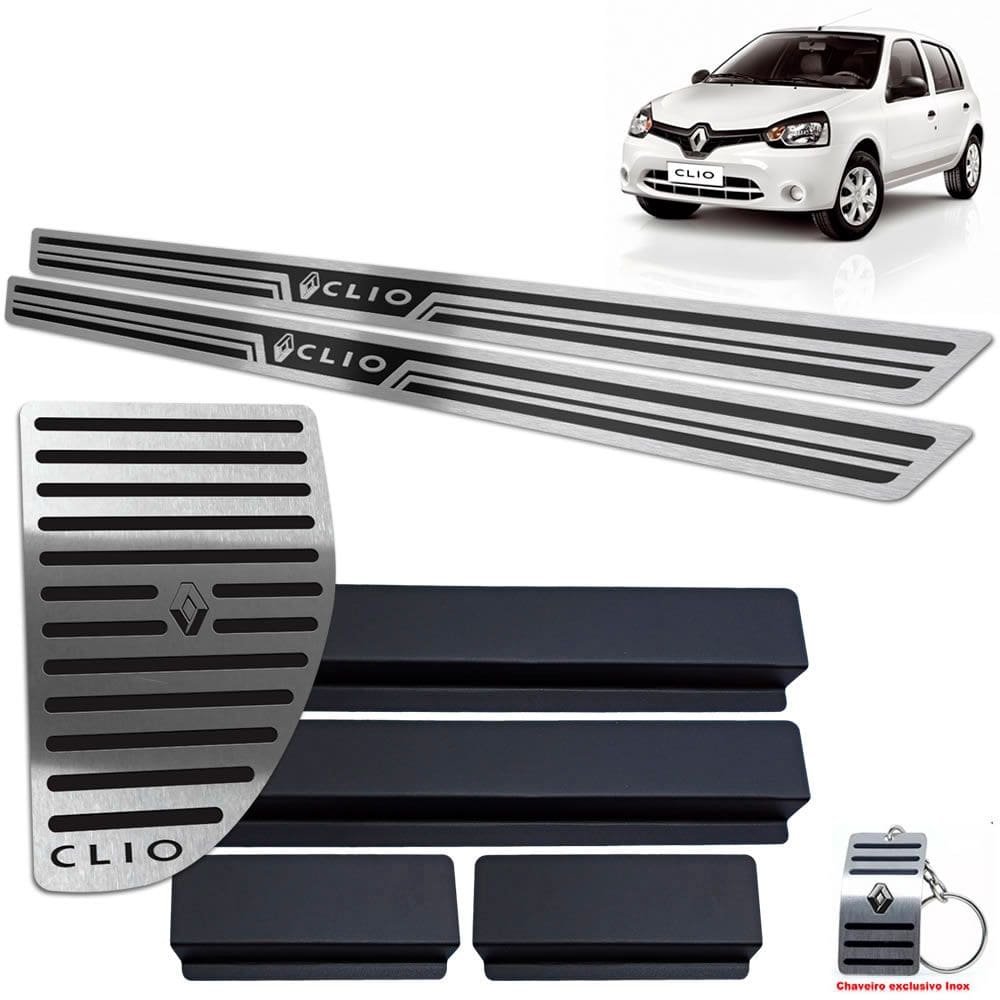 Soleiras + Descanso Renault Clio 2013/2019 Preto AR 2 portas