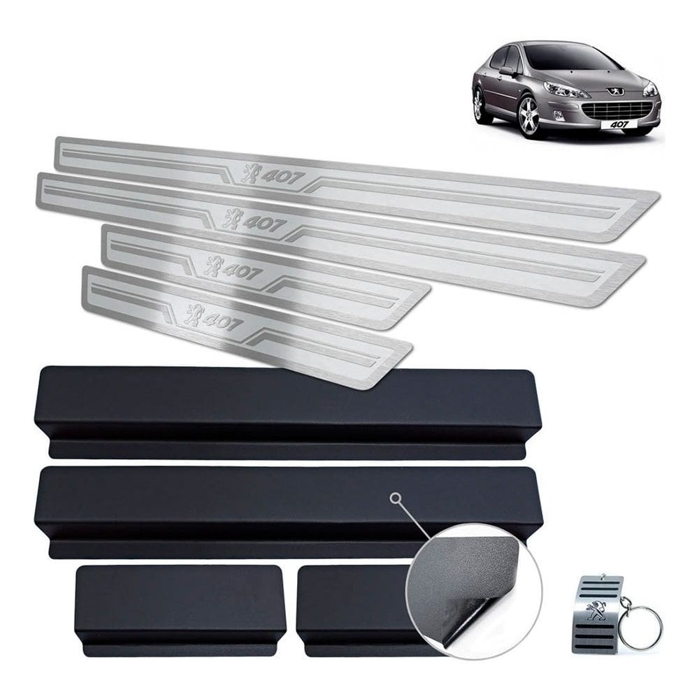 Soleira de Porta Peugeot 407 2005 A 2009 Prata Alto Relevo