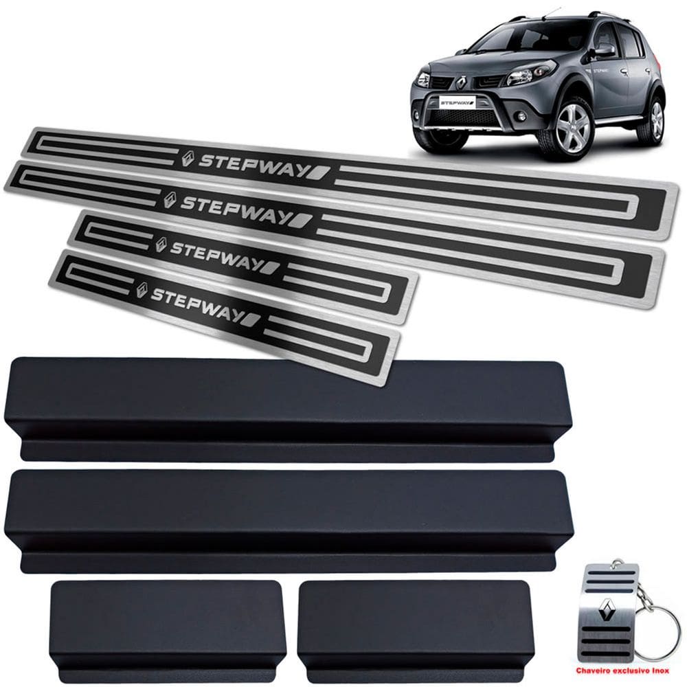 Soleiras Sandero Stepway 2008/2013 Preto Alto Relevo