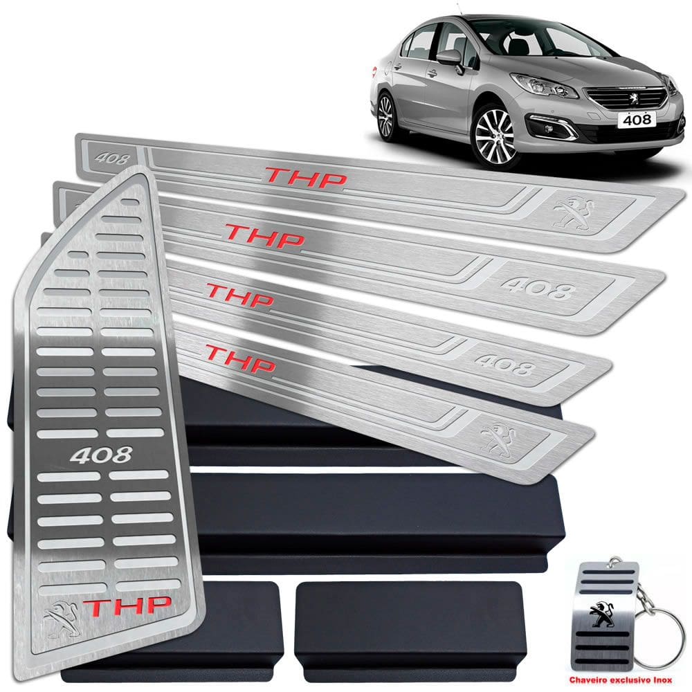 Soleira + Descanso Peugeot 408 THP 2012/2019 Prata BR
