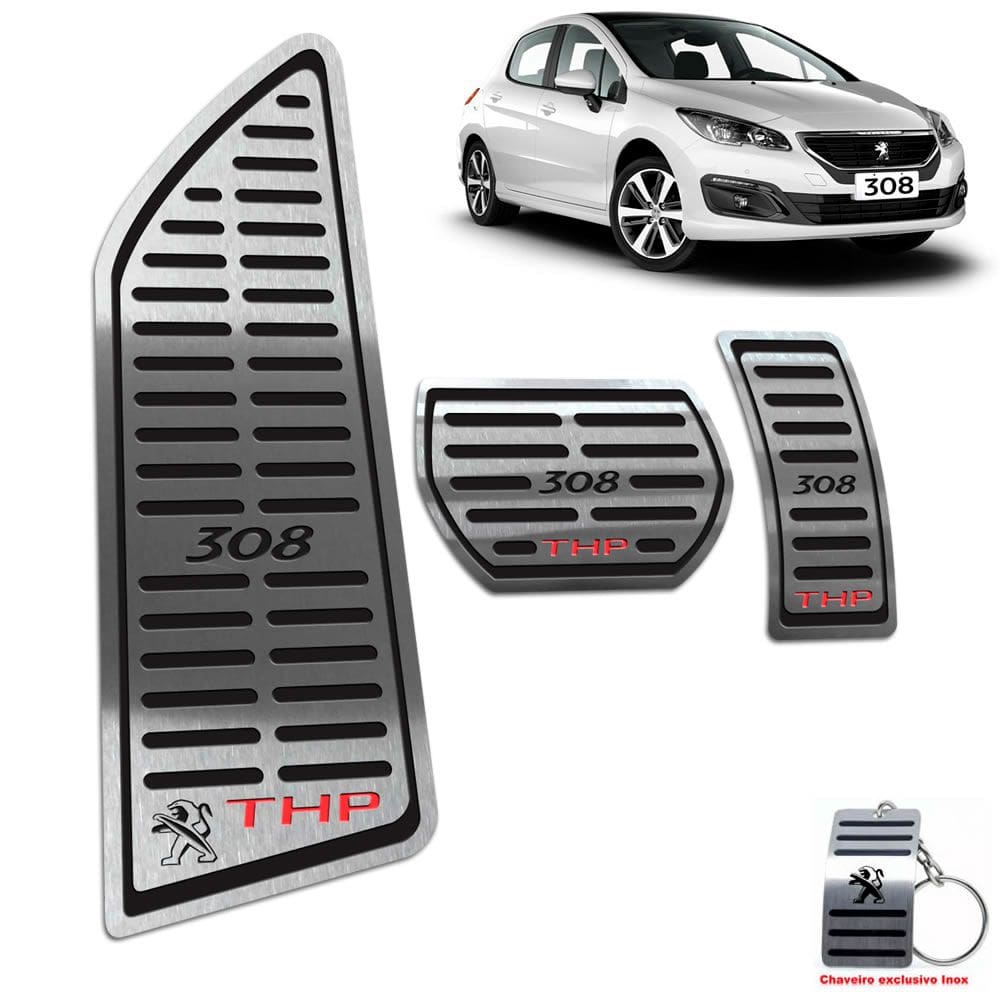 Pedaleira E Descanso Peugeot 308 THP 2012/2019 Auto Preto