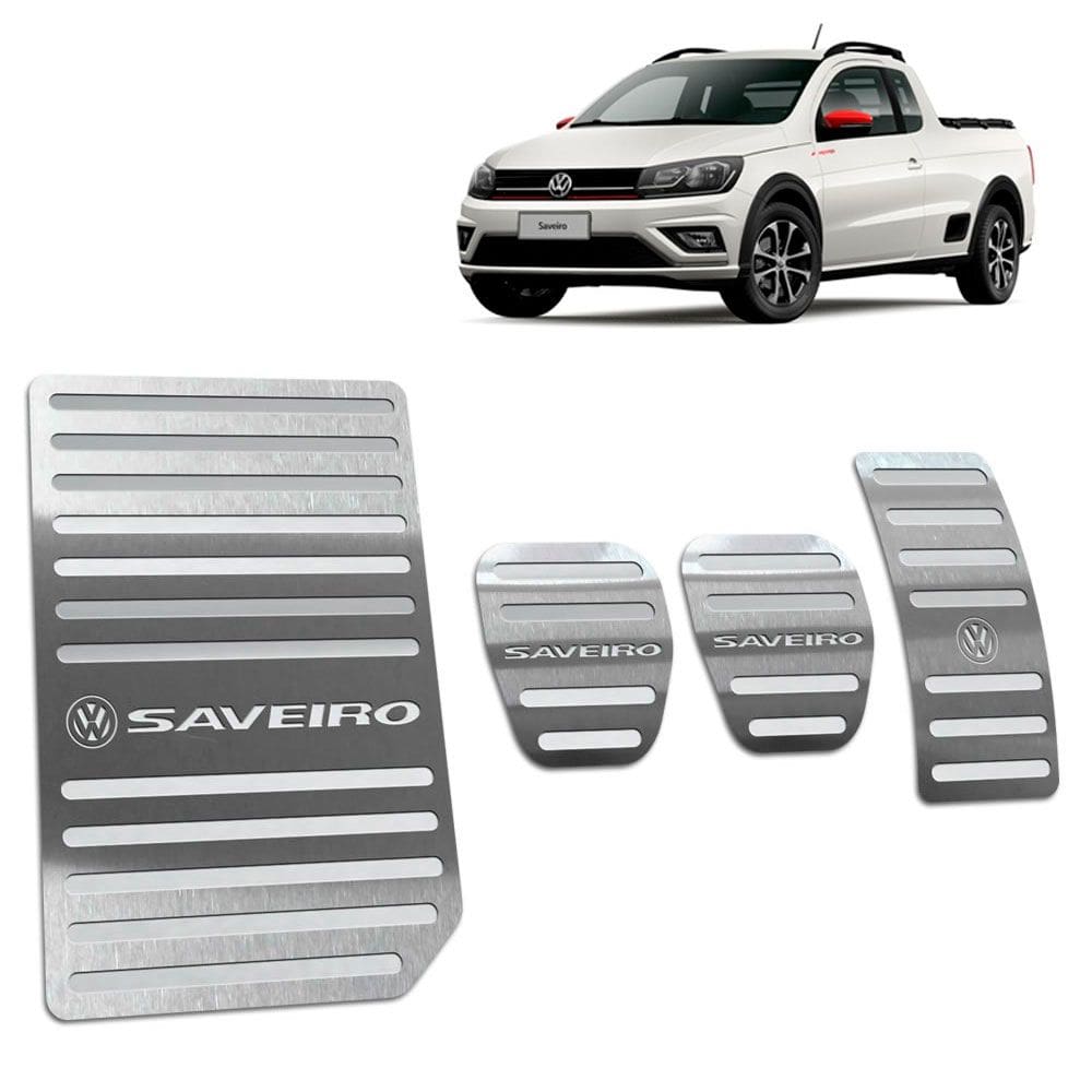 Kit Pedaleira + Descanso Volkswagen Saveiro G7 Prata