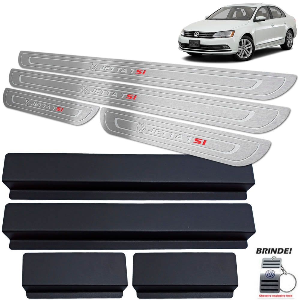 Soleiras Vw Jetta Tsi Com Vinil Prata Baixo Relevo SI