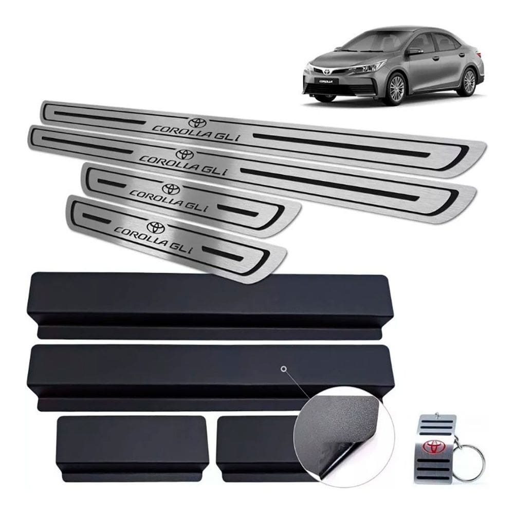 Soleiras Toyota Corolla Gli 2014/2019 Preto Baixo Relevo