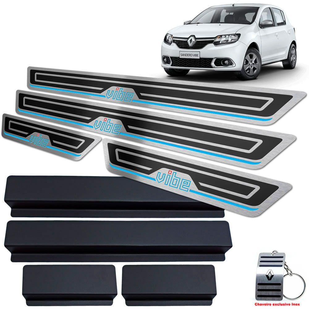 Soleiras Renault Sandero Vibe 2018 2019 Preto Alto Relevo