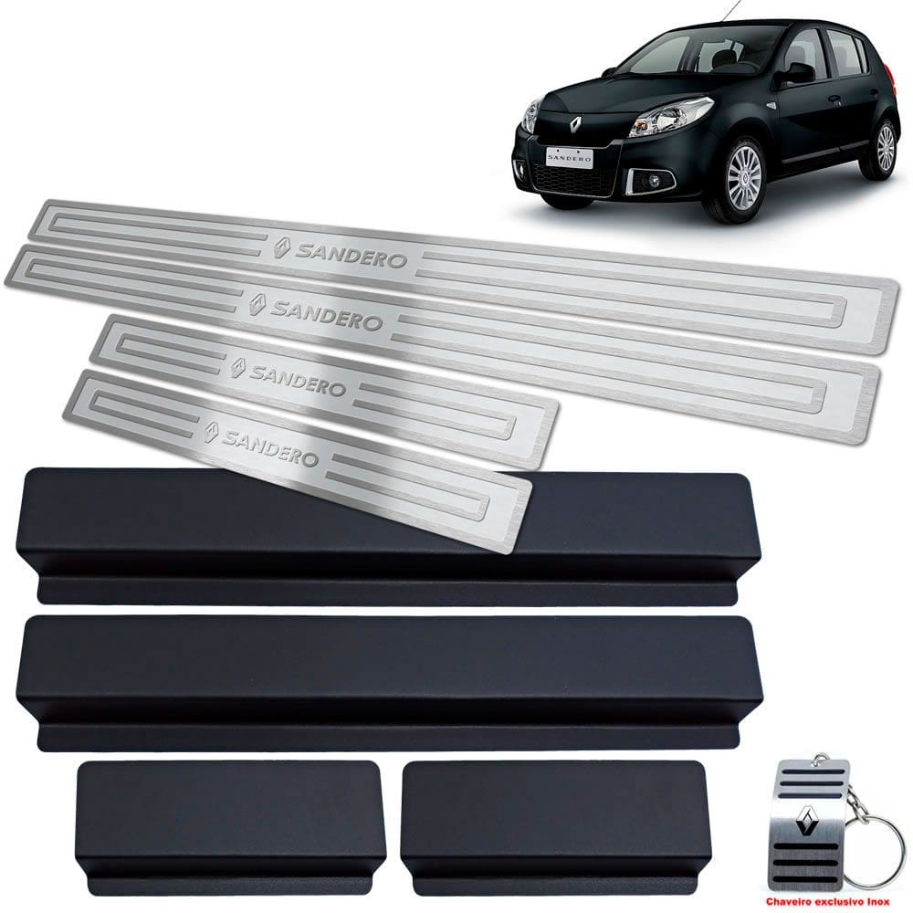 Soleiras Renault Sandero 2008 A 2013 Prata Alto Relevo