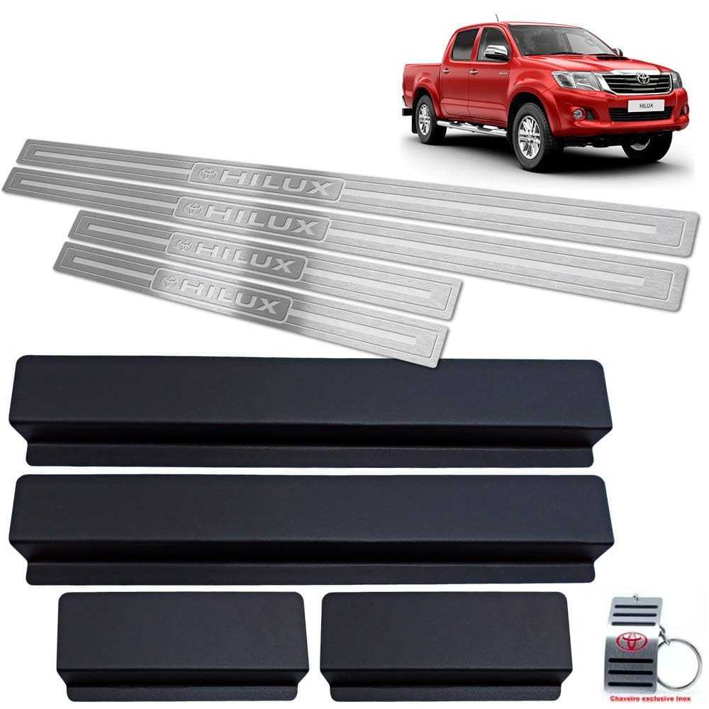 Soleira Prata Baixo Relevo Aço Inox Hilux 2012 A 2015