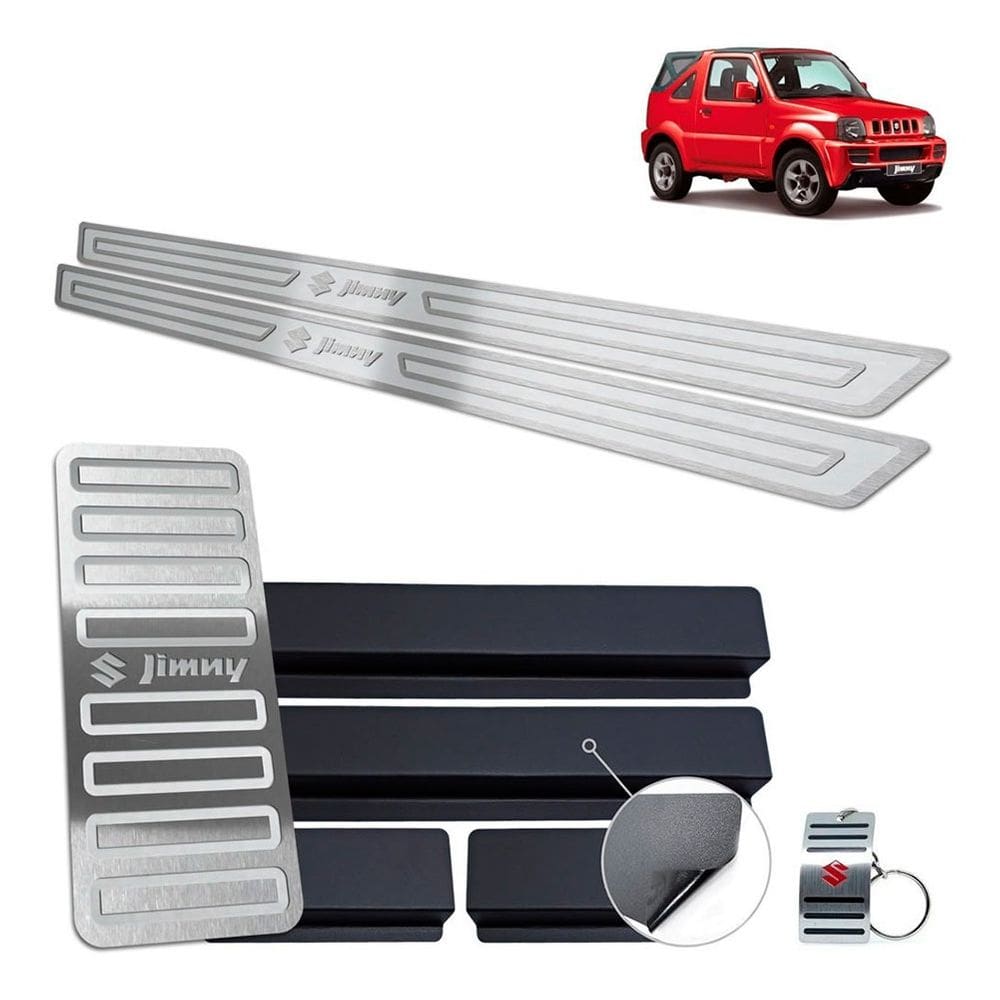 Soleira + Descanso Jimny Todos Os Modelos Prata Alto Relevo