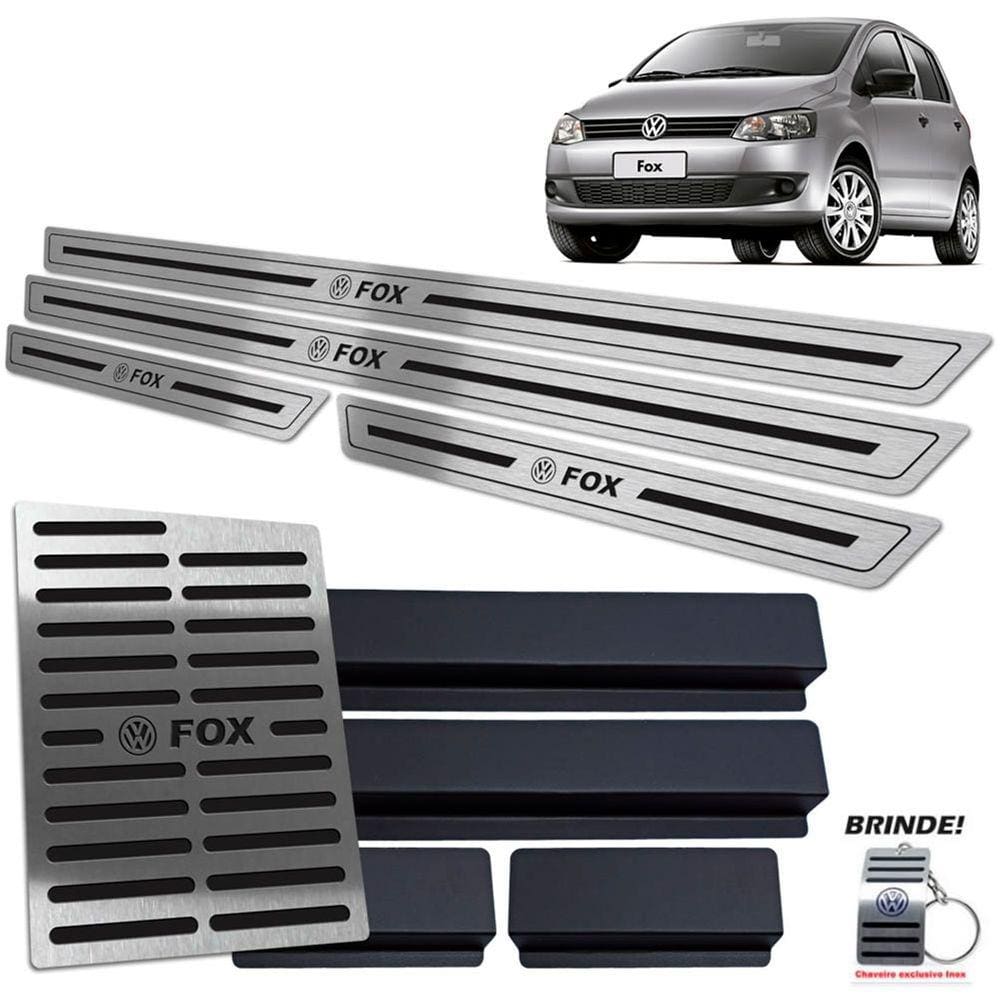 Kit Descanso + Soleira Fox 2004 A 2013 Preto Baixo Relevo