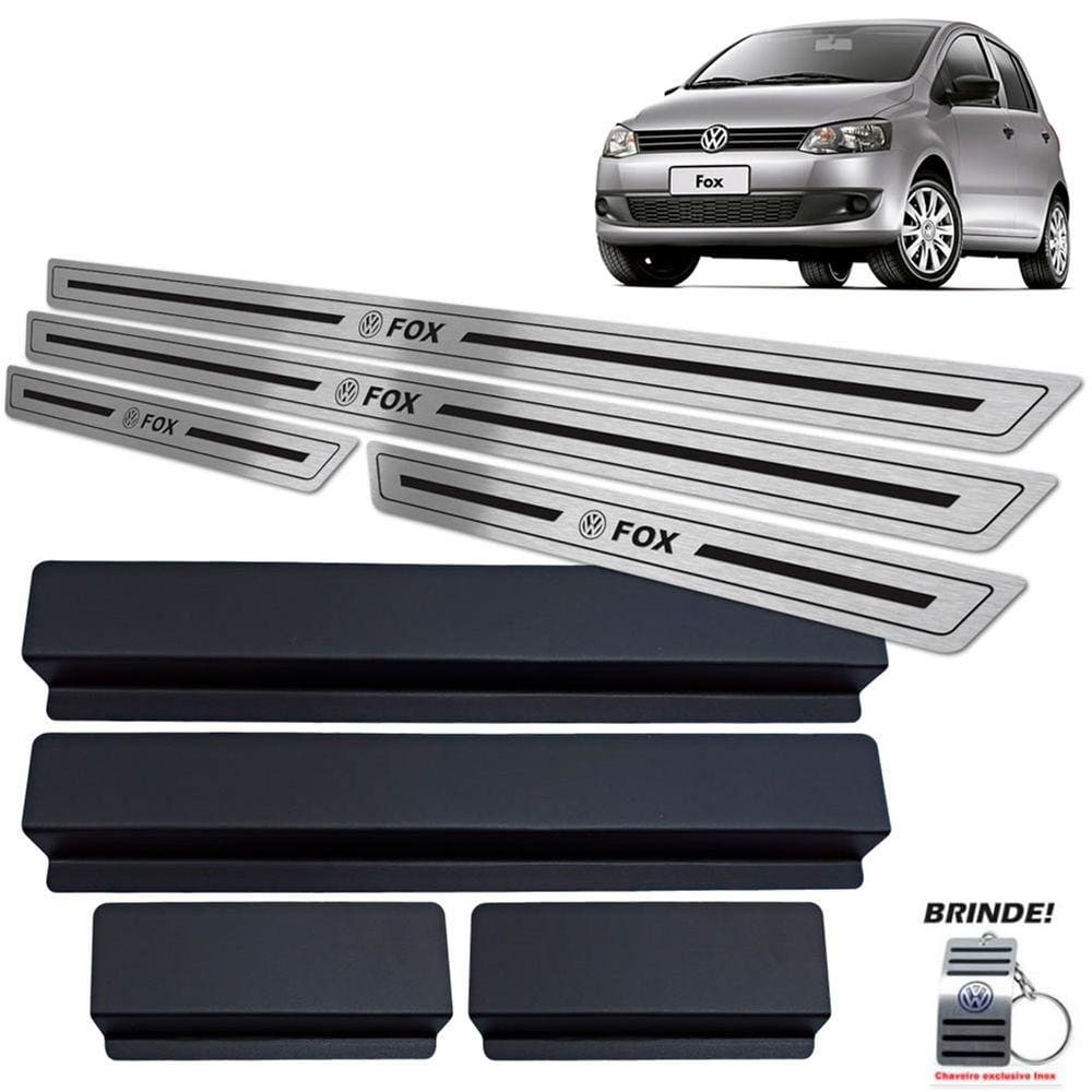 Soleiras Em Aço Inox Preto Baixo Relevo Fox 2004 A 2013