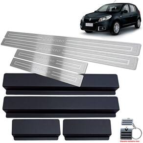 Soleiras Renault Sandero 2008 A 2013 Prata Baixo Relevo