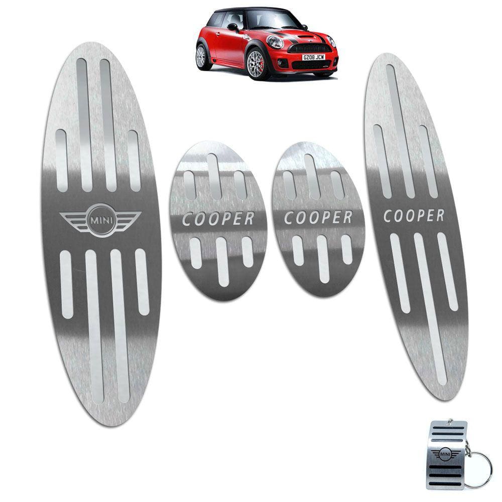 Descanso + Pedaleira Manual Aço Inox Mini Cooper Prata