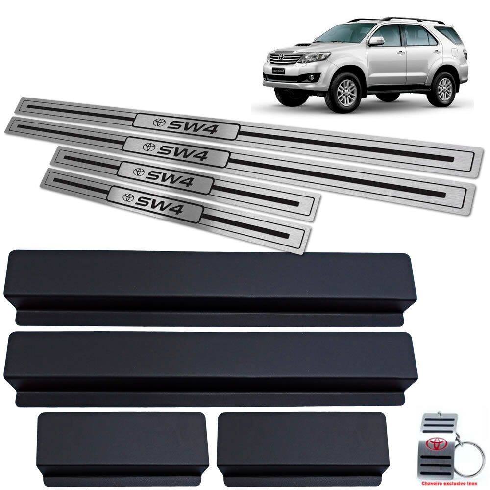 Soleira Em Aço Inox Hilux Sw4 2012 A 2015 Preto Baixo Relevo