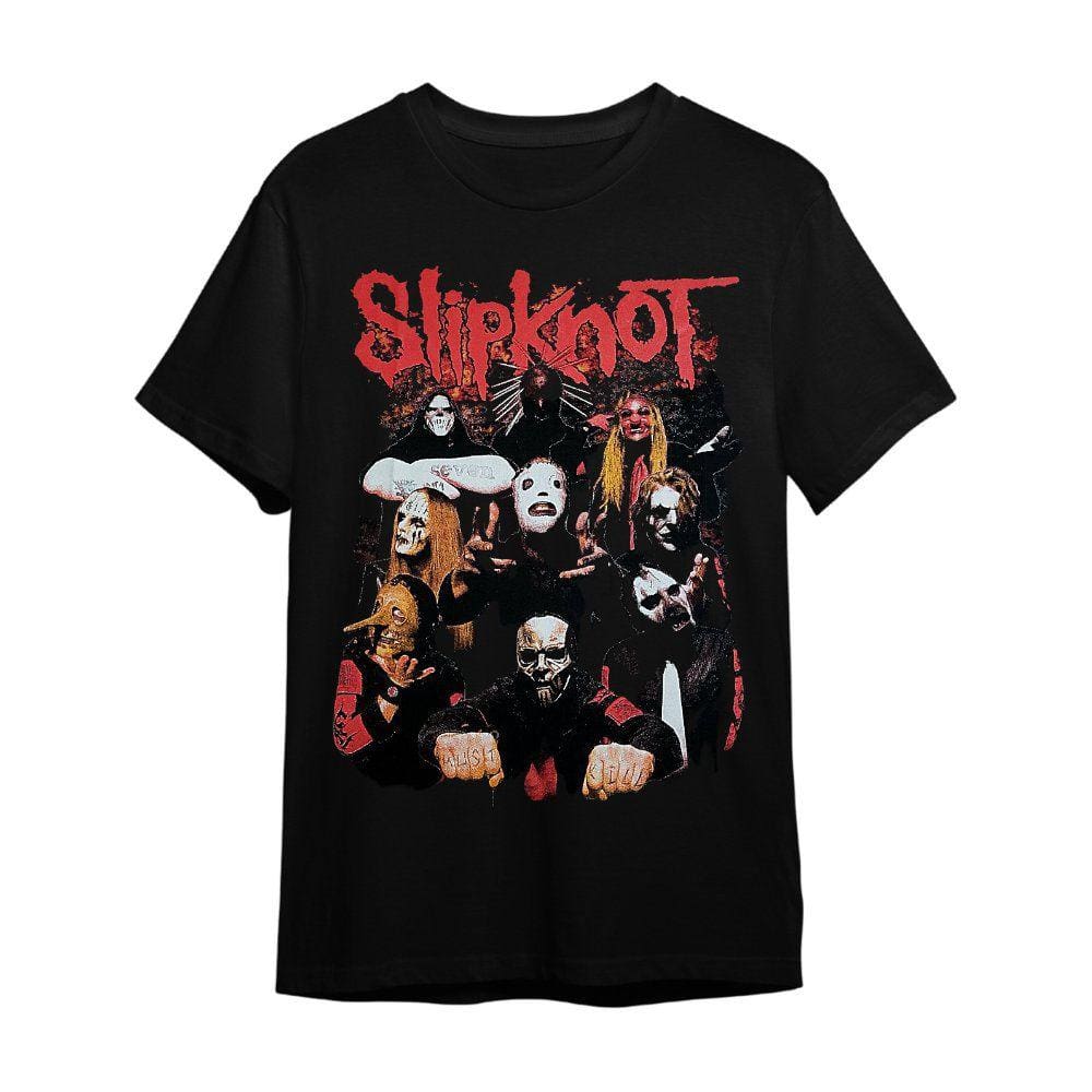 Camiseta Plus Size Slipknot Vermelha Preta Banda De Rock Unissex