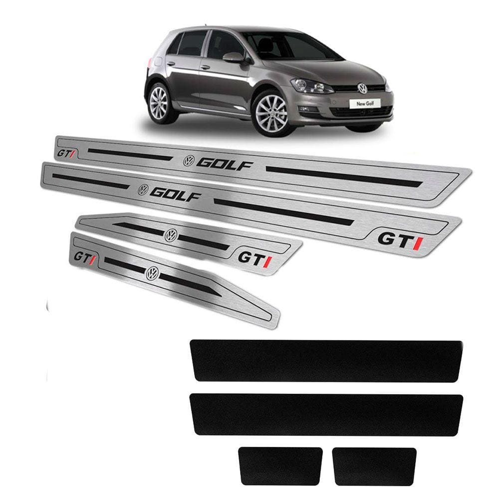 Soleiras Em Aço Inox Preto Baixo Relevo Golf Gti 1999 A 2013