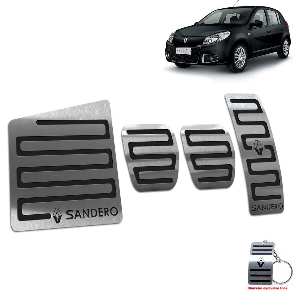 Descanso + Pedaleiras Renault Sandero 2008 A 2013 Preto