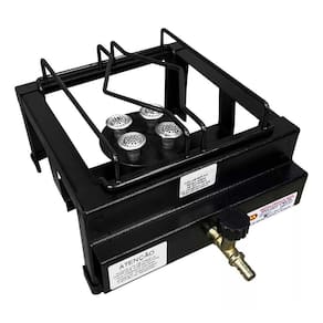 Fogão Industrial ROA 1 Boca Alta Pressão 4 Caulins Preto
