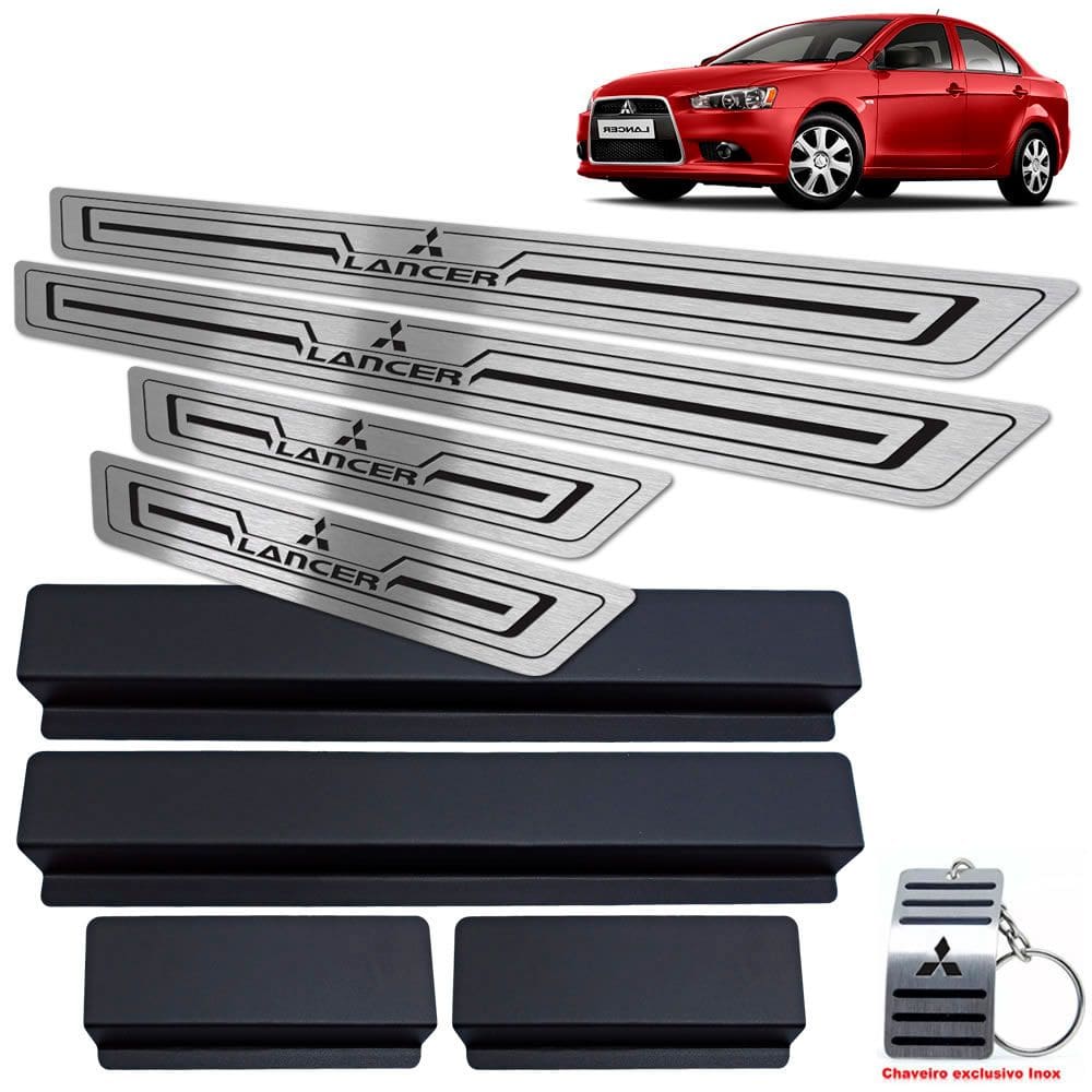 Soleira Em Aço Inox Lancer 2007/2019 Preto Baixo Relevo