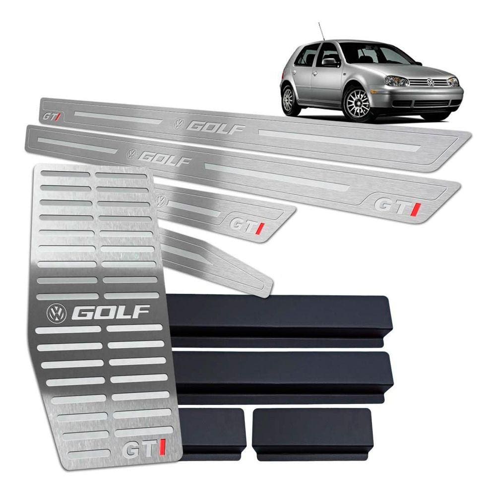 Descanso + Soleiras Prata Baixo Relevo Golf Gti 1999 A 2013