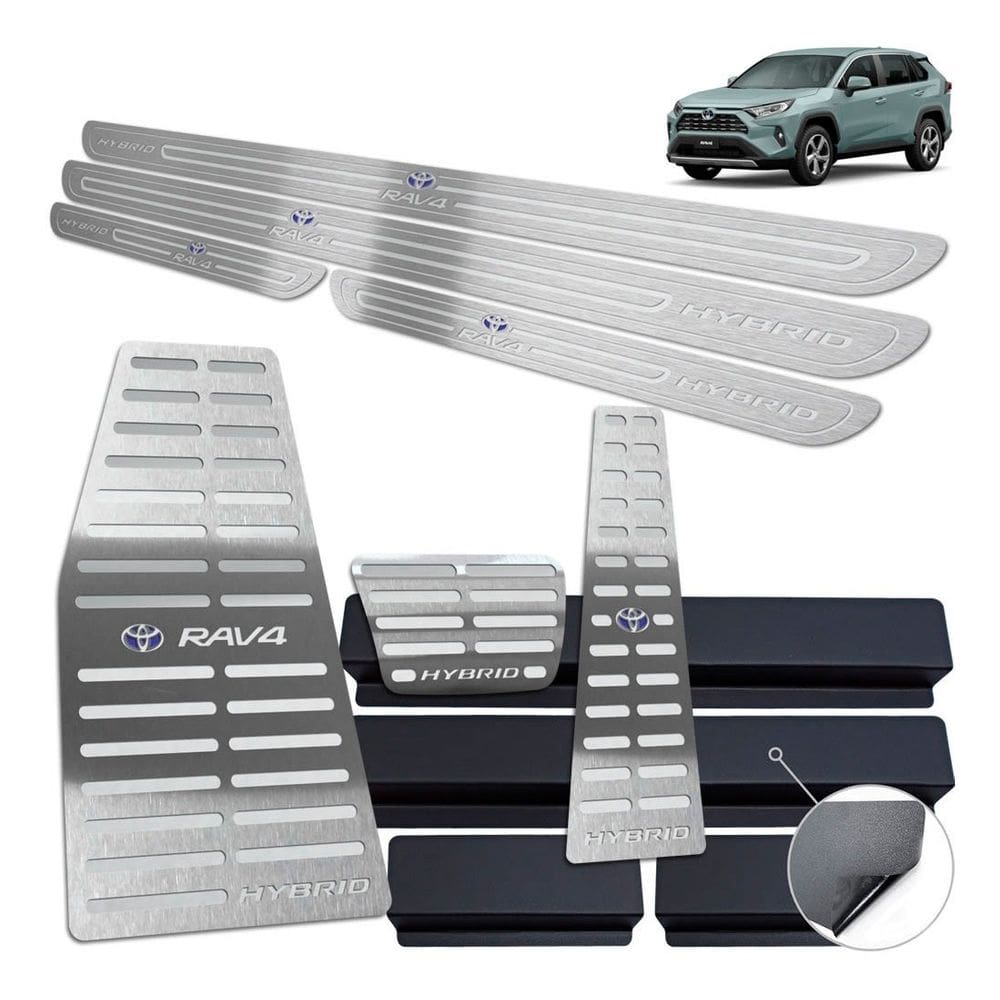 Soleira + Pedaleira Descanso Rav4 Hybrid 2020 Prata Baixo R.