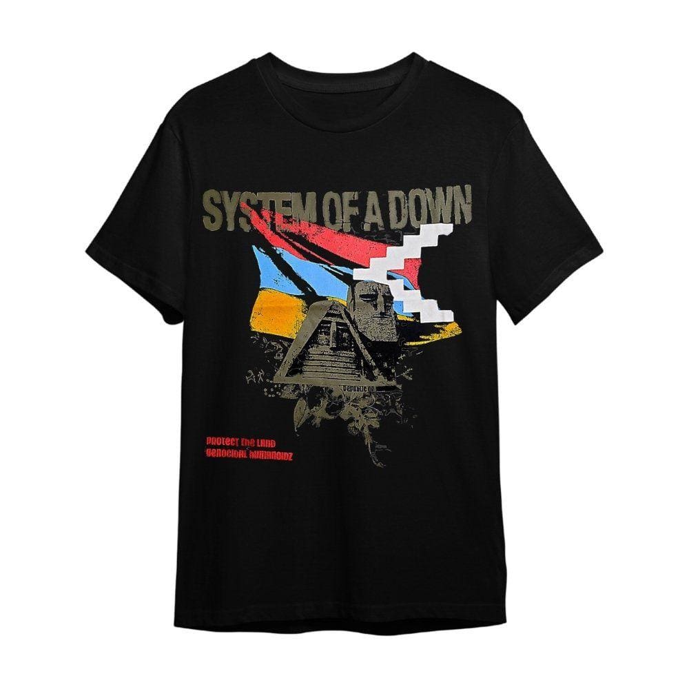 Camiseta Plus Size System Of A Down Preta Banda De Rock Unissex