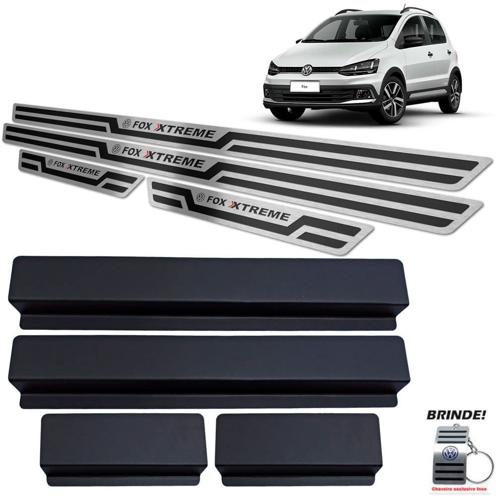 Soleiras Aço Inox Preto Alto Relevo Fox Xtreme 2018 A 2020