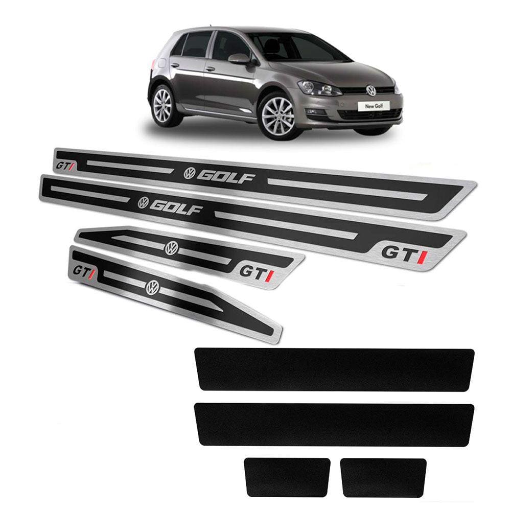Soleiras Em Aço Inox Preto Alto Relevo Golf Gti 1999 A 2013