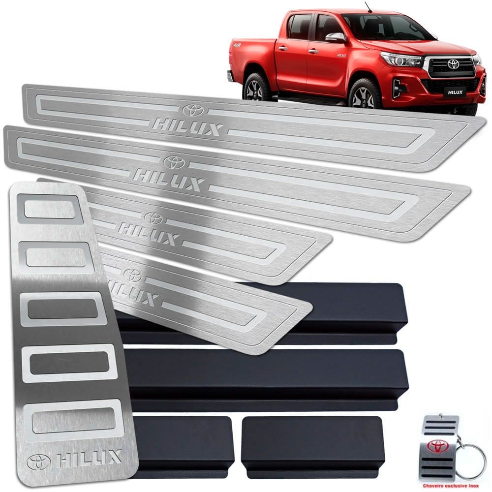Soleira Com Descanso Hilux 2016 A 2019 Prata Baixo Relevo