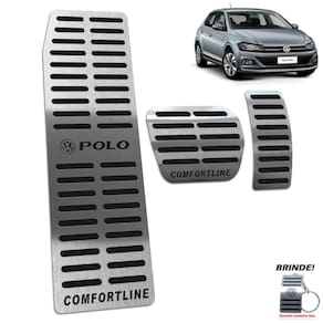 Descanso de Pé + Pedaleira Polo Comfortline 2018 2020 Preto