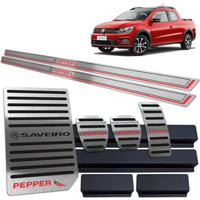 Soleira Pedaleira Descanso Saveiro Pepper 2018/2020 Preto BR