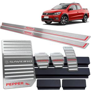Soleira Pedaleira Descanso Saveiro Pepper 2018/2020 Prata BR