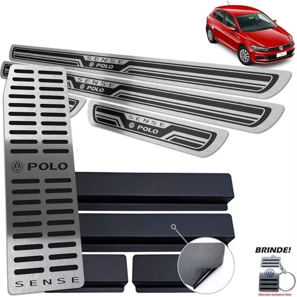 Descanso + Soleiras Preto Auto Relevo Polo Sense Aço inox