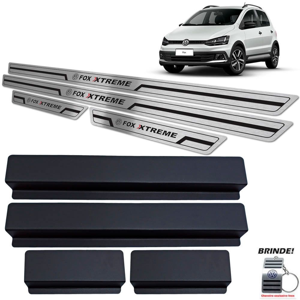 Soleiras Aço Inox Preto Baixo Relevo Fox Xtreme 2018 A 2020