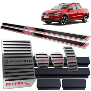 Soleira Pedaleira Descanso Saveiro Pepper 2018/2020 Preto AR