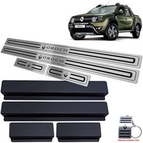 Soleiras Aço Inox Duster Oroch 2016/2021 Preto Baixo Relevo
