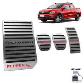 Pedaleiras Com Descanso Saveiro Pepper 2018 a 2020 Preto