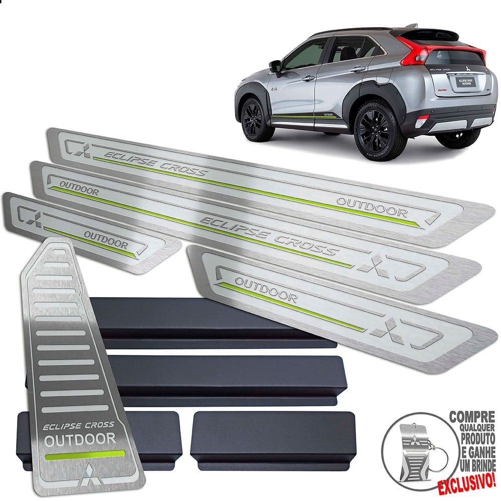 Descanso + Soleira Eclipse Cross Outdoor Prata Alto Relevo