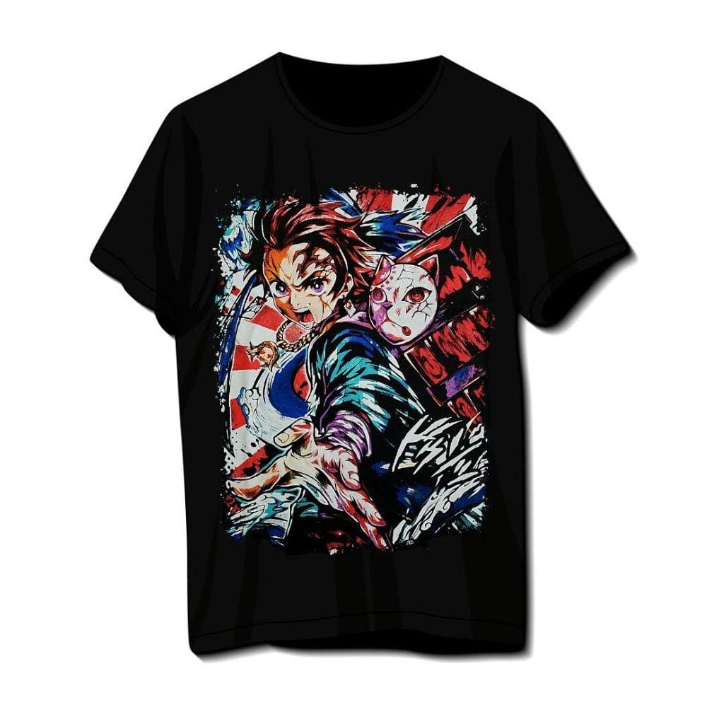 Camiseta Plus Size Demon Slayer Preta Unissex