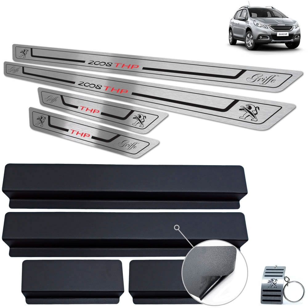 Soleira Peugeot 2008 Griffe Thp 2016 2019 Preto Baixo Relevo