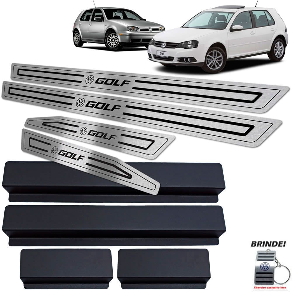 Soleiras Inox Preto Baixo Relevo Volkswagen Golf 1999 A 2013