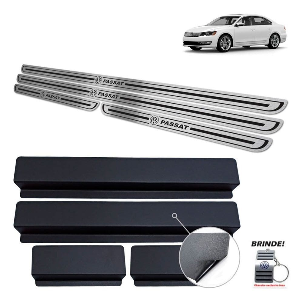 Soleiras Aço Inox Preto Baixo Relevo Passat 2011 a 2015